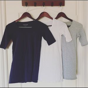 Everlane Pima Stretch Mid-Sleeve Tee, Set of 3